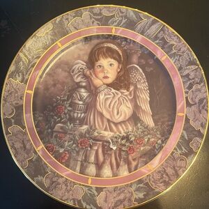 Decorative Angel Plate with Gold Accents